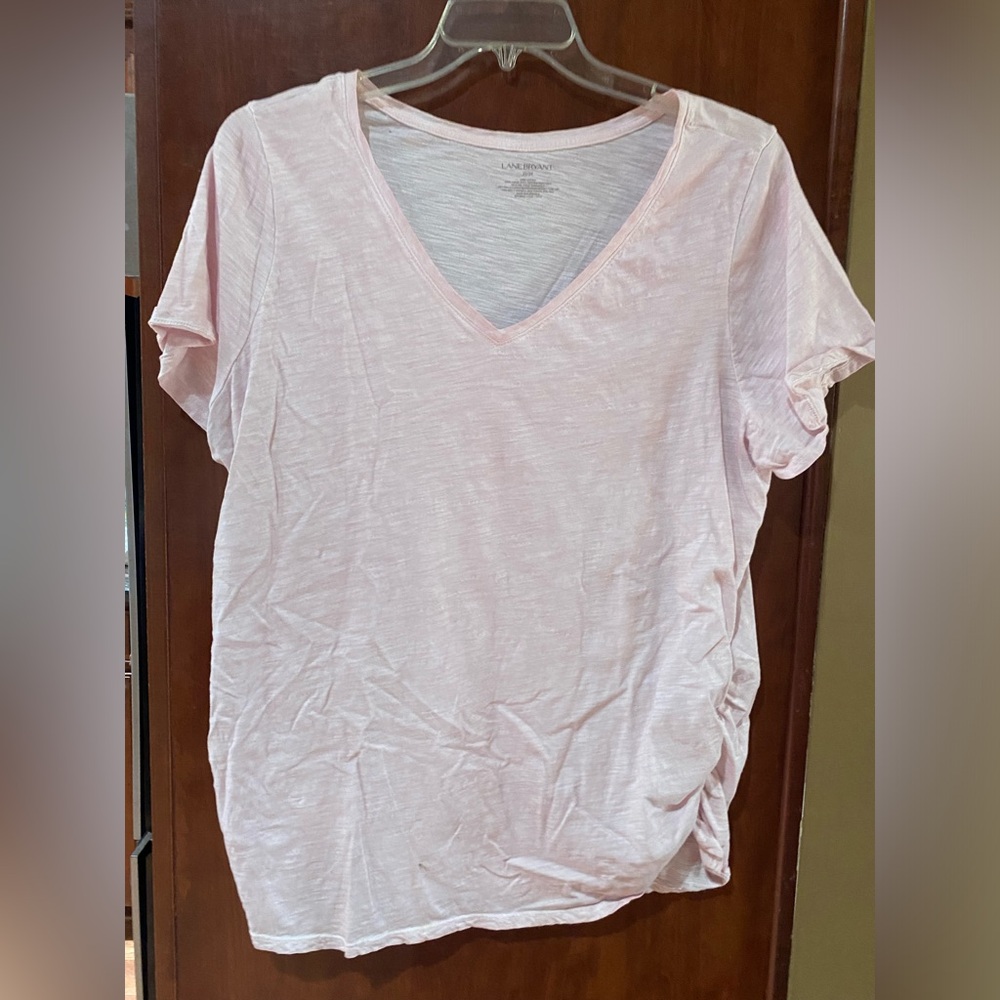 Lane Bryant Soft Pink V-Neck Tee